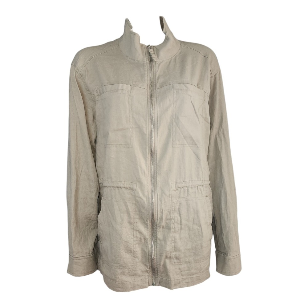 32 Degrees Cool Jacket Womens‎ XXL Tan Neutral Linen Blend Zip Layering Beachy